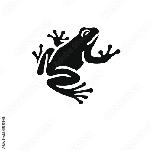 Schwarz-weiße Frosch-Silhouette in Kletterhaltung – KI generiert