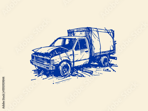 Car Waste Hand Drawn Sketch Illustration Vector Isolated