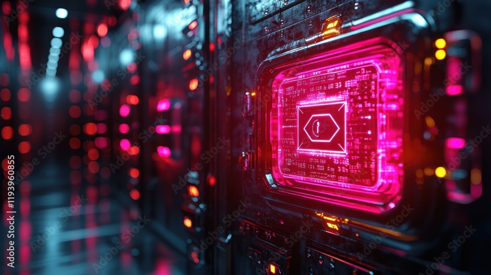 Obraz premium Futuristic circuit board with glowing elements.