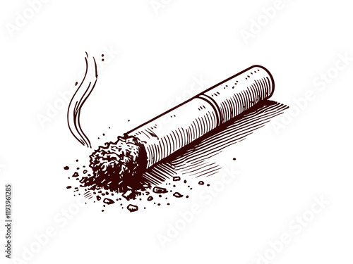 Cigarette Butt Waste Hand Drawn Sketch Vector