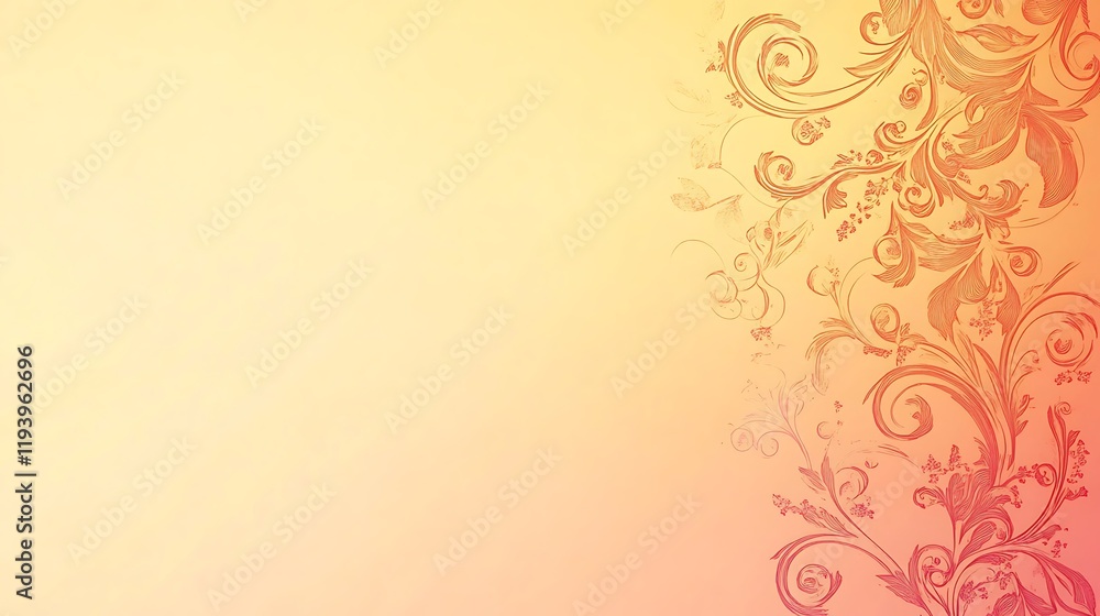 Elegant Floral Design On Peach Background Elegant Floral Design On Peach Background