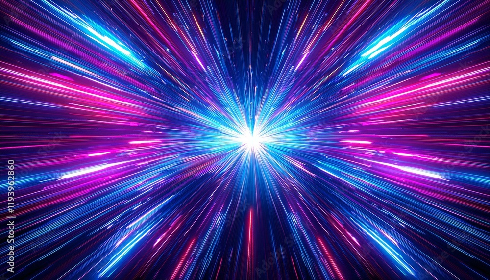 Vibrant streaks of blue and pink light burst outwards from a central point, creating a dynamic and energetic composition. Vibrant streaks of blue and pink light burst outwards from a central point, creating a dynamic and energetic composition.