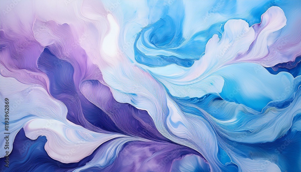 Obraz premium Abstract fluid art in calming blues and purples.