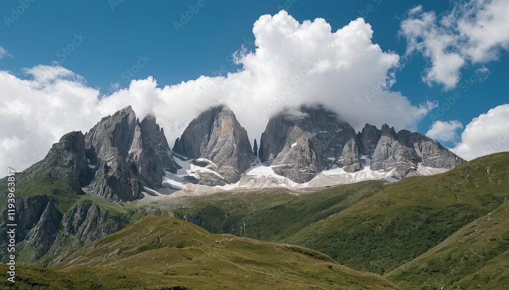 Wide angle panoramic view of the mountain peaks covered with snow SS2 Wide angle panoramic view of the mountain peaks covered with snow SS2