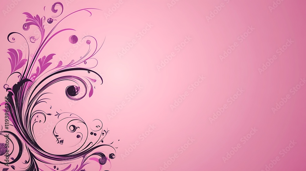 Pink Background with Swirling Floral Design Pink Background with Swirling Floral Design