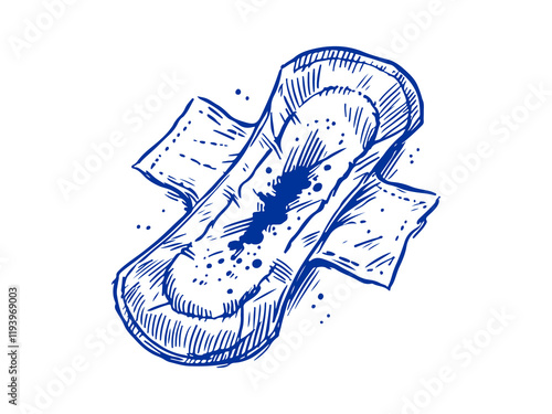 Sanitary Towel Waste Hand Drawn Illustration Sketch Vector Isolated