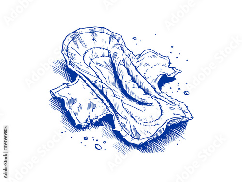 Sanitary Towel Waste Hand Drawn Illustration Sketch Vector Isolated
