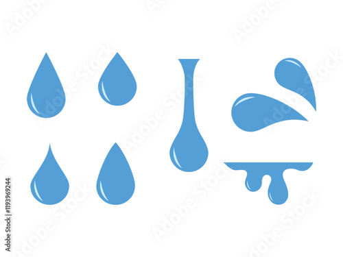 Water drop shape icon set, oil, blood, rain dropsWater drop shape icon set, oil, blood, rain drops