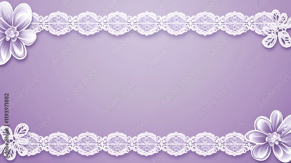 Lavender Background With White Lace And Flowers Lavender Background With White Lace And Flowers