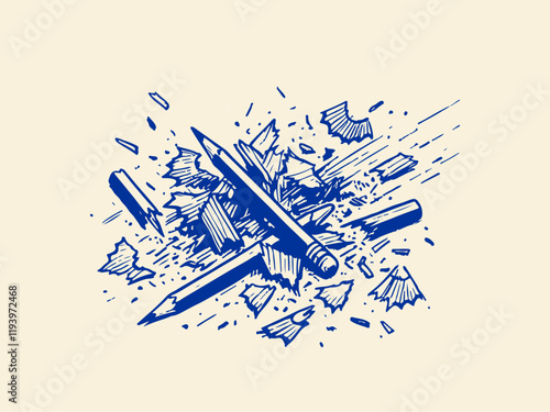 Stationaries Waste Hand Drawn Sketch Illustration Vector Isolated