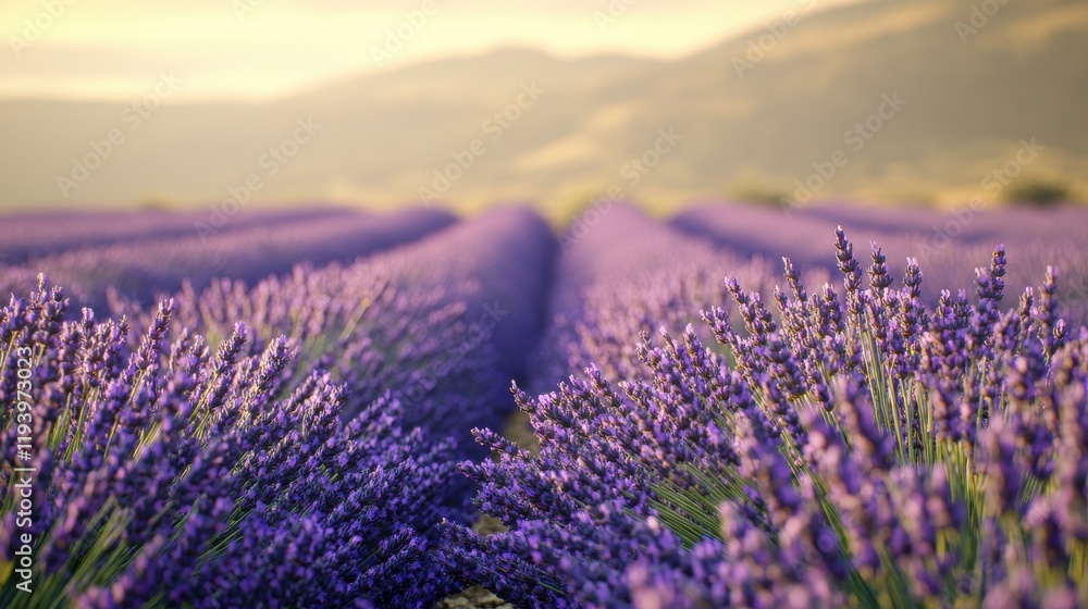 Obraz premium Dreamy lavender field softly blurred for calm and beauty