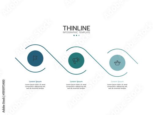 Informative circular process graphics with 3 steps sequence design for web pages.