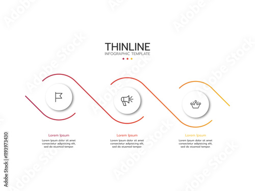 Informative circular process graphics with 3 steps sequence design for web pages.