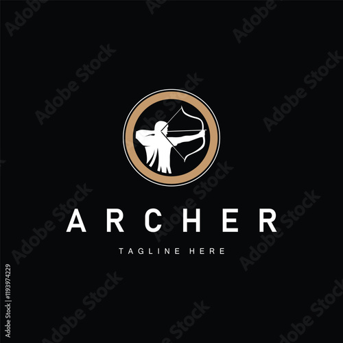 simple archer sports design simple archery logo with black arrow silhouette minimalist illustration product brand template