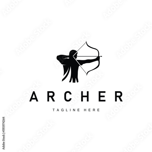simple archer sports design simple archery logo with black arrow silhouette minimalist illustration product brand template