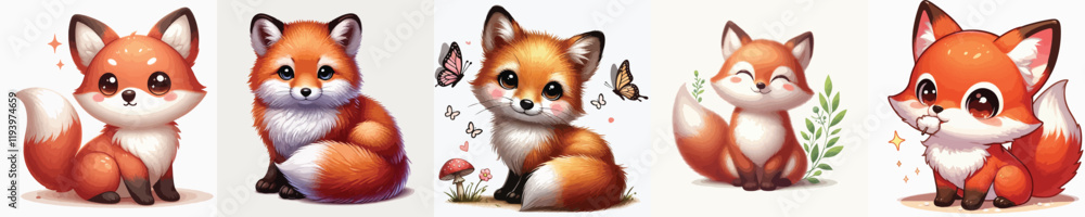 collection of cute and adorable fox vectors collection of cute and adorable fox vectors