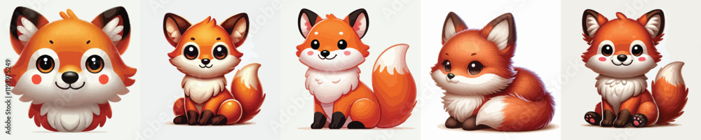 Naklejka premium collection of cute and adorable fox vectors