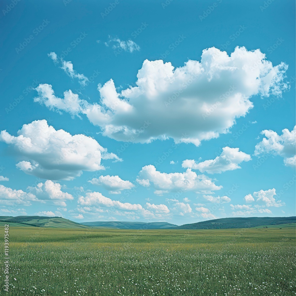 bright blue sky with fluffy white clouds soft sunlight airy atmosphere peaceful view serene open space tranquil natural beauty bright blue sky with fluffy white clouds soft sunlight airy atmosphere peaceful view serene open space tranquil natural beauty
