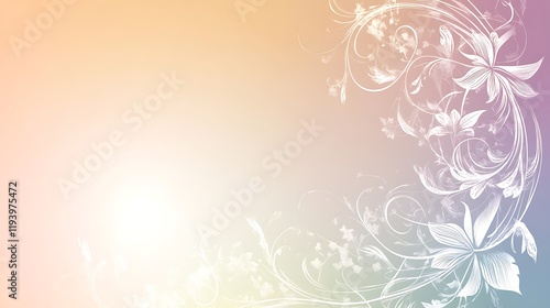 Pastel Floral Design Swirls and Flowers Background