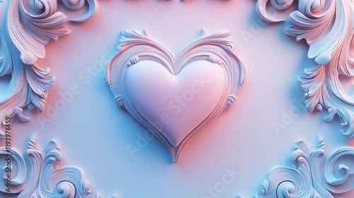 Ornate Frame Encircles a Smooth Heart Shape photo