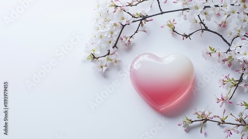 Pink Heart Shaped Object with Delicate White Blossoms