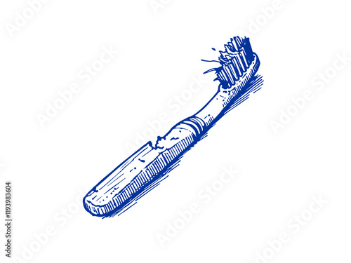 Toothbrush Waste Hand Drawn Sketch Illustration Vector Isolated