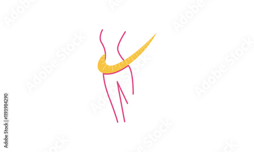 Losing weight icon in bold line - diet, fitness or liposuction logo