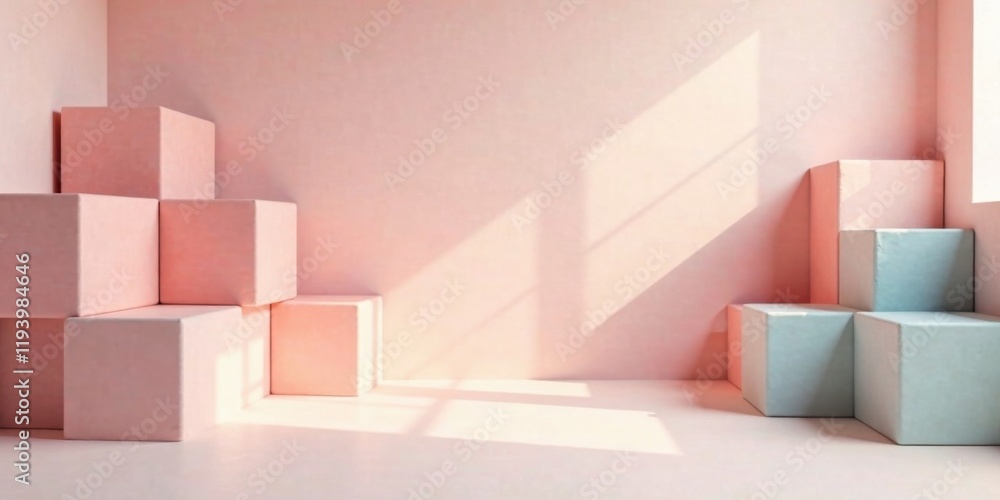 Pastel Cubes in Sunlit Room A Minimalist Display of Soft Hues and Gentle Shadows Pastel Cubes in Sunlit Room A Minimalist Display of Soft Hues and Gentle Shadows