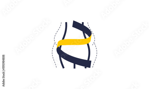 Losing weight icon in bold line - diet, fitness or liposuction logo