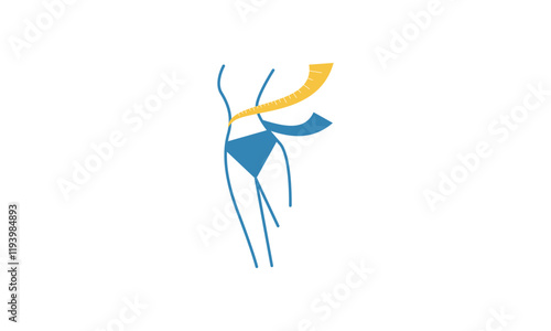 Losing weight icon in bold line - diet, fitness or liposuction logo