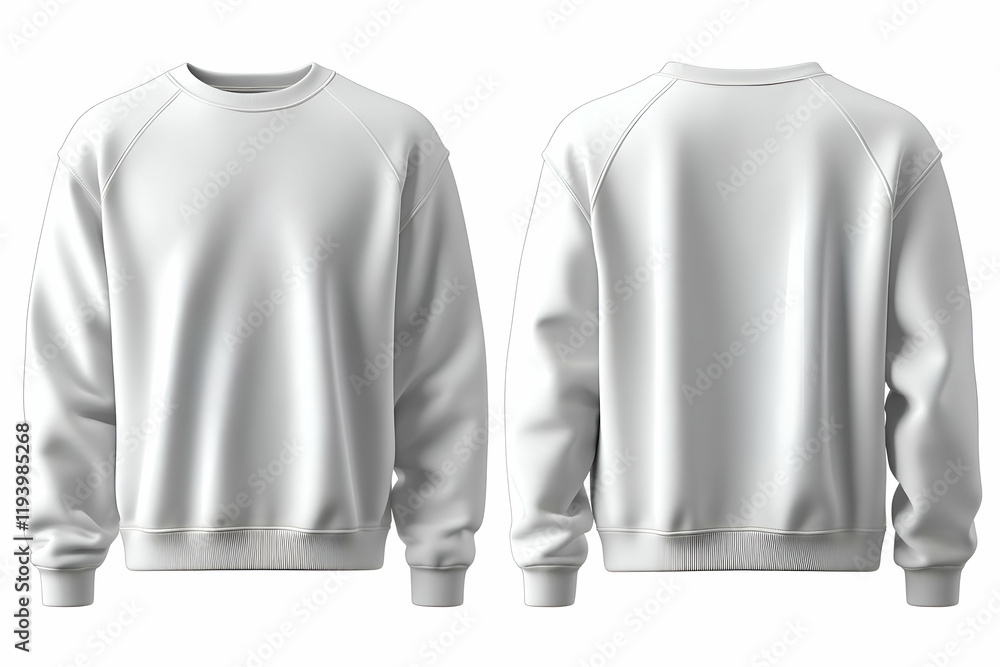 White sweatshirt mockup, front & back, studio, design White sweatshirt mockup, front & back, studio, design