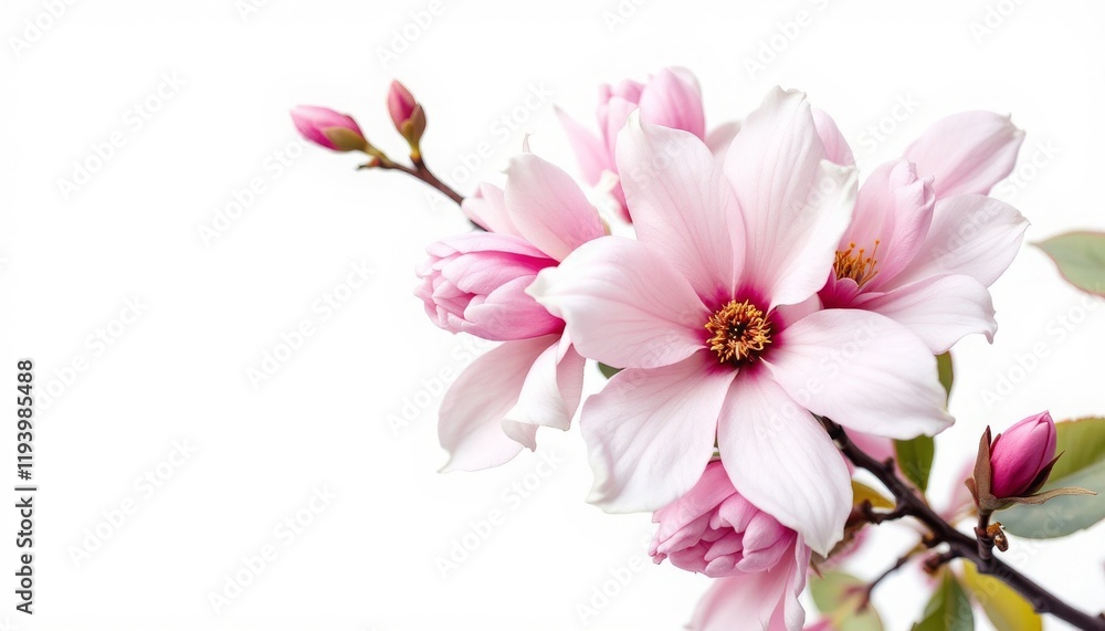 Delicate Pink Magnolia Blossoms in Close-up Delicate Pink Magnolia Blossoms in Close-up