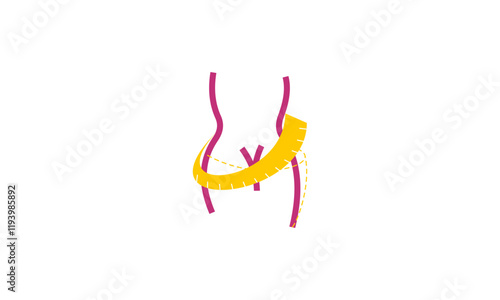 Losing weight icon in bold line - diet, fitness or liposuction logo