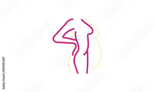 Losing weight icon in bold line - diet, fitness or liposuction logo