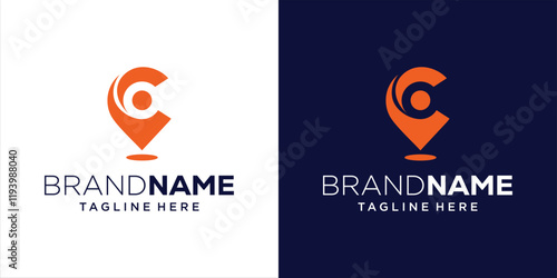 Creative Abstract C Logo with Location Pin, Design Inspiration, Illustration, Vector, Icon