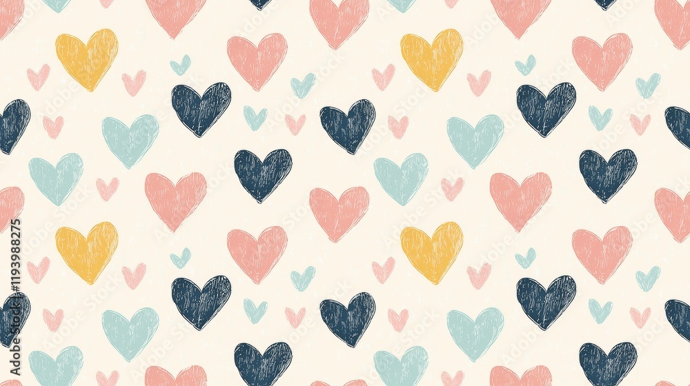 Cute Heart Pattern Design in Soft Pastel Shades for Scrapbooking and Craft Projects Cute Heart Pattern Design in Soft Pastel Shades for Scrapbooking and Craft Projects