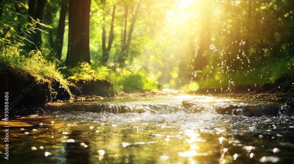 Serene Forest Stream: A Golden Hour Escape Serene Forest Stream: A Golden Hour Escape