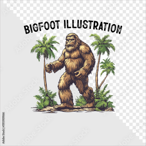 Bigfoot cartoon vector clipart on white background. Bigfoot cartoon vector.