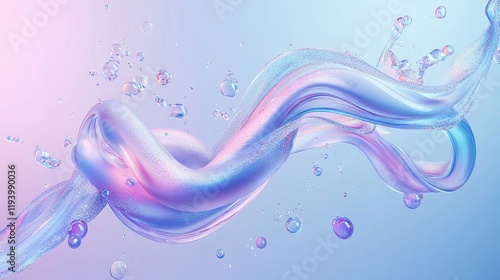 3D Twisted Liquid Shapes Abstract Background in Holographic