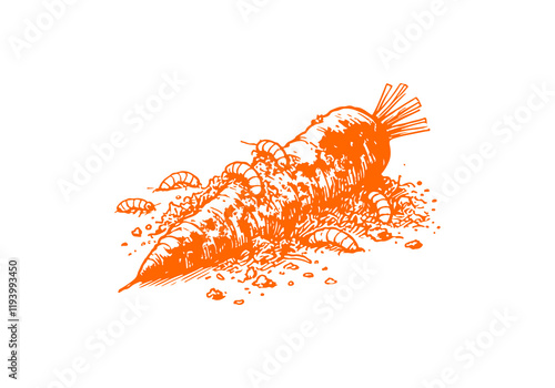 Carrot Leftover Waste Hand Drawn Sketch Illustration Vector Isolated