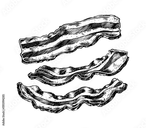 bacon engraving black and white outline