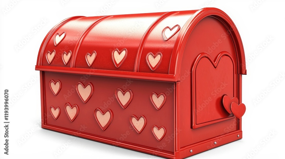 3D Romantic Mailbox for Love Letters with Hearts in Bold Red Design 3D Romantic Mailbox for Love Letters with Hearts in Bold Red Design
