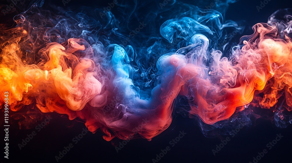 Fototapeta premium Abstract swirling red and blue smoke art