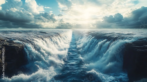 Fototapeta Naklejka Na Ścianę i Meble -  Waves breaking on the rocks in the sea