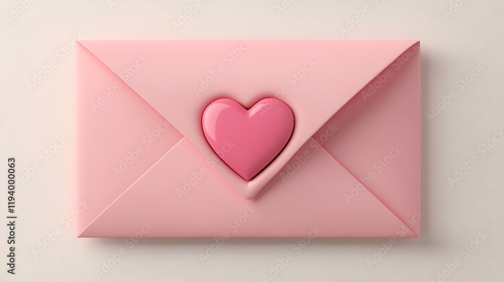 Pink Envelope Featuring A Heart Shaped Seal Pink Envelope Featuring A Heart Shaped Seal