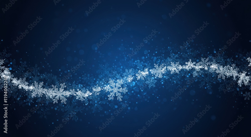 Obraz premium Winter wonderland, snowflake background, deep blue gradient, white snow crystals, intricate snowflake designs