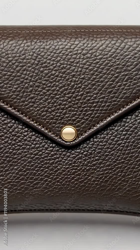 Stylish brown leather wallet with textured surface and snap button closure for practical everyday use Stylish brown leather wallet with textured surface and snap button closure for practical everyday use