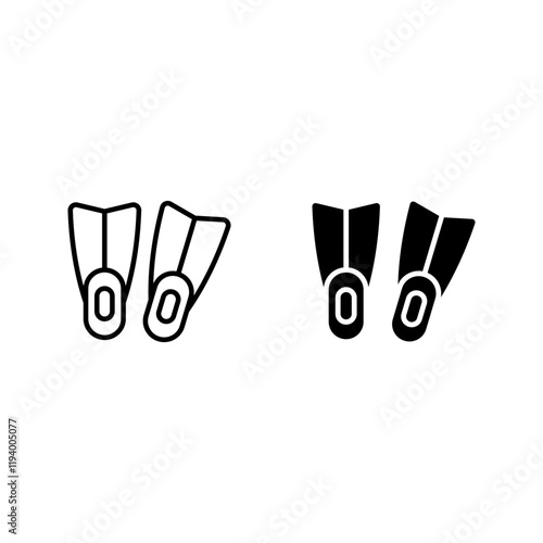 swim fins icon set color editable