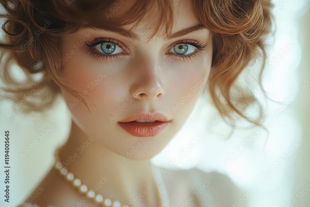 dreamy portrait of a woman in sepia tones soft focus 1920s fashion pearl necklace marcel waves hairstyle dramatic lighting film grain texture dreamy portrait of a woman in sepia tones soft focus 1920s fashion pearl necklace marcel waves hairstyle dramatic lighting film grain texture