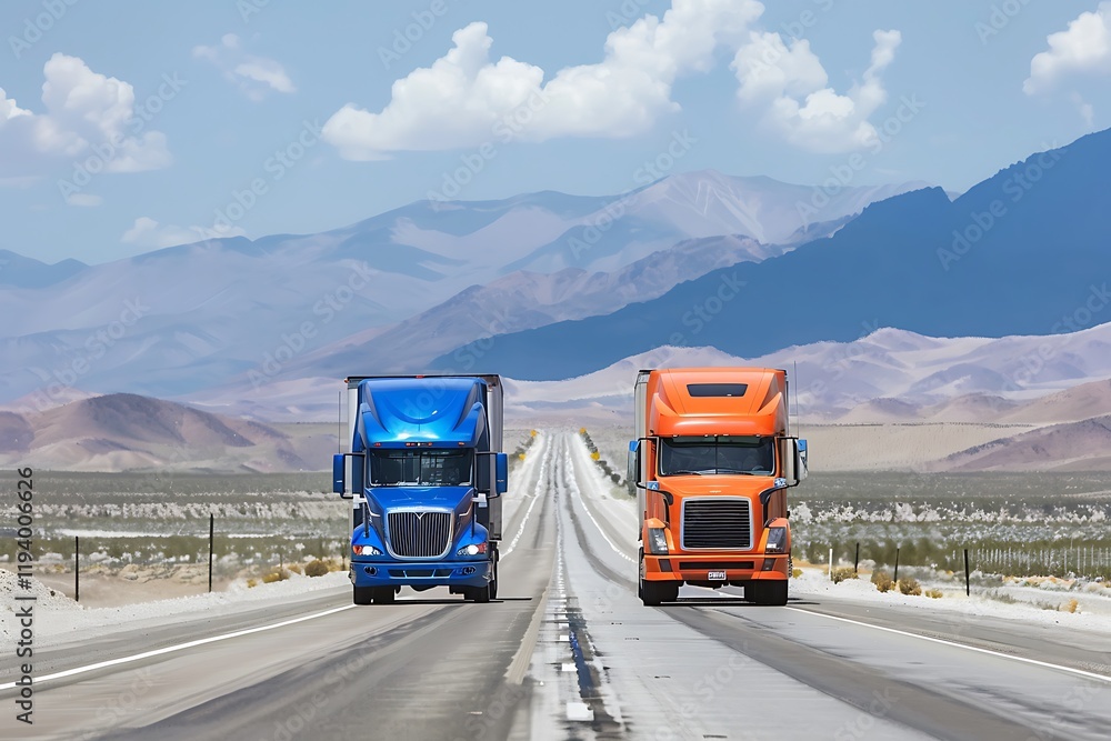 Two trucks on the highway Two trucks on the highway